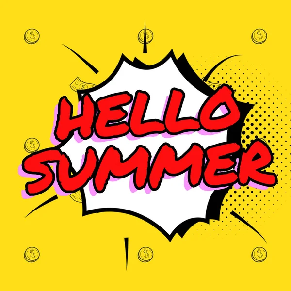 Hand Writing Sign Hello Summer Concept Meaning Welcoming Warmest Season — Fotografia de Stock