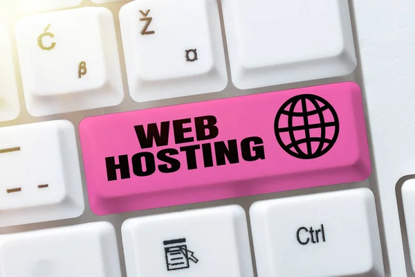 Sign displaying Web Hosting, Business showcase The activity of providing storage space and access for websites -48607