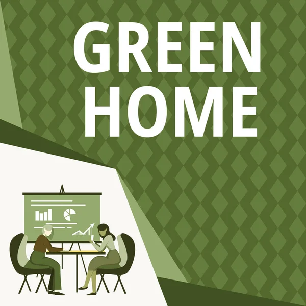Text Sign Showing Green Home Business Concept Area Filled Plants — Fotografia de Stock