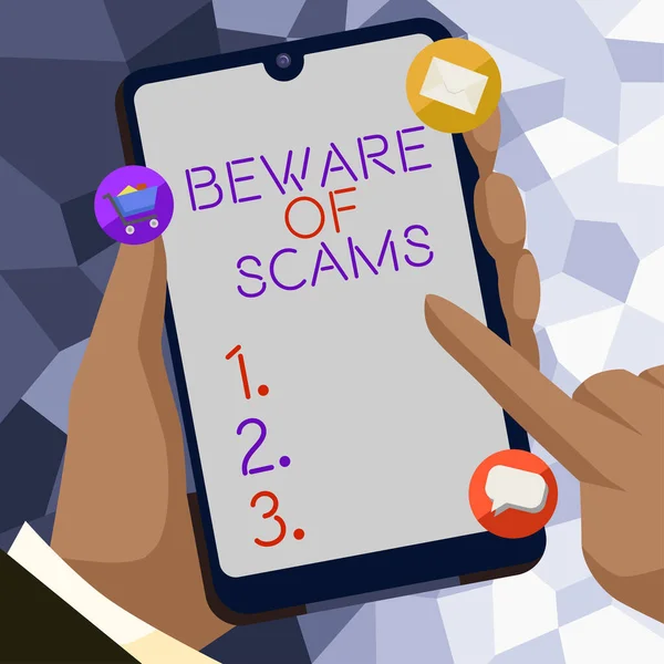 Text Sign Showing Beware Scams Business Showcase Stay Alert Avoid — Stockfoto