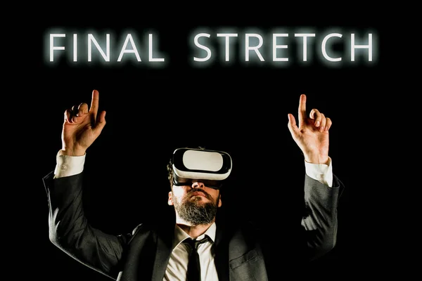 Text Caption Presenting Final Stretch Business Idea Last Leg Concluding — стоковое фото