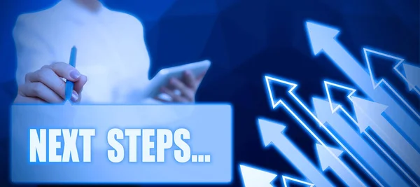 Text Caption Presenting Next Steps Business Showcase Numper Process Going — 图库照片