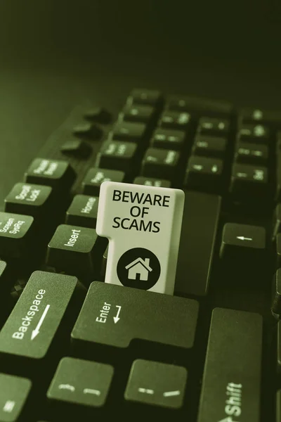 Text Caption Presenting Beware Scams Business Showcase Stay Alert Avoid — Foto Stock