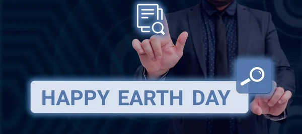 Conceptual Caption Happy Earth Day Business Overview Worldwide Celebration Ecology — Stock Photo, Image