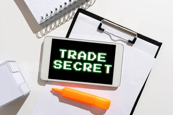 Text Sign Showing Trade Secret Concept Meaning Confidential Information Product — Stock Photo, Image