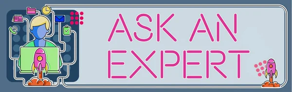 Text Sign Showing Ask Expert Business Concept Superior Reliable Ace — Stockfoto