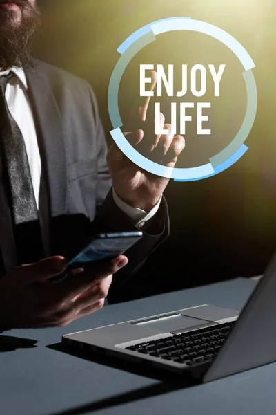 Writing Displaying Text Enjoy Life Conceptual Photo Any Thing Place — Stockfoto