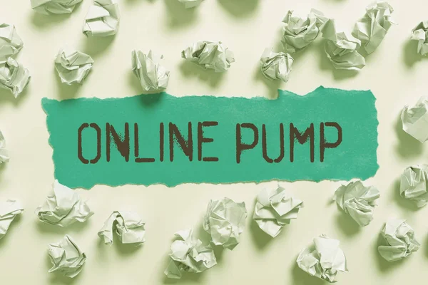 Text Sign Showing Online Pump Word Written Device Which Moves — Fotografia de Stock