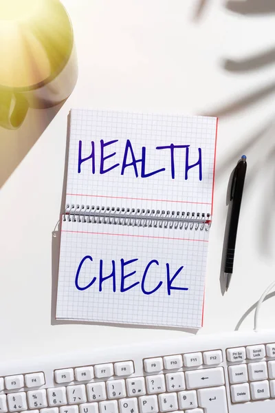 Text Sign Showing Health Check Business Approach Medical Examination Wellness — Foto de Stock