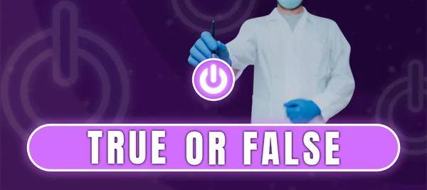 Text Sign Showing True False Business Overview Decide Fact Telling —  Fotos de Stock
