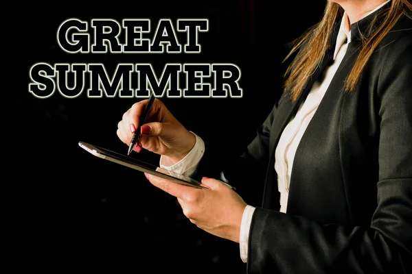 Text Sign Showing Great Summer Conceptual Photo Having Fun Good — Stockfoto