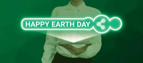 Text Sign Showing Happy Earth Day Business Idea Worldwide Celebration — Φωτογραφία Αρχείου