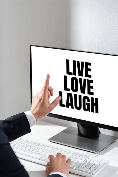 Sign Displaying Live Love Laugh Business Idea Inspired Positive Enjoy — Fotografia de Stock