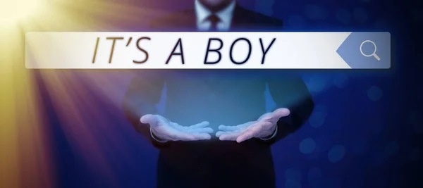 Text Caption Presenting Boy Concept Meaning Expecting Male Baby Cute — Photo