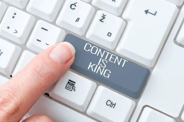 Inspiration Showing Sign Content King Concept Meaning Content Heart Todays — 图库照片