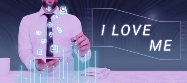 Handwriting Text Love Internet Concept Have Affection Good Feelings Oneself — Fotografia de Stock