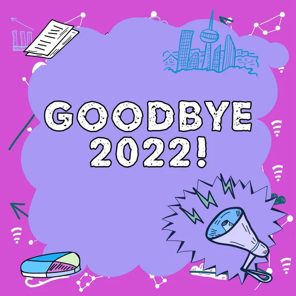 Hand Writing Sign Goodbye 2022 Business Idea New Year Eve —  Fotos de Stock