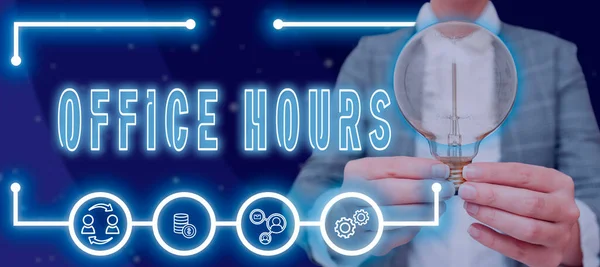 Sign Displaying Office Hours Concept Meaning Hours Which Business Normally — Foto Stock