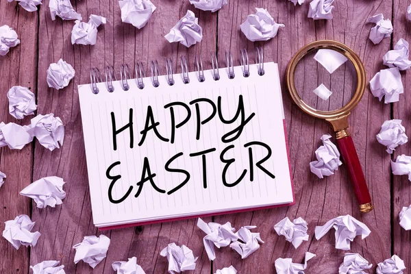 Conceptual Caption Happy Easter Business Showcase Christian Feast Commemorating Resurrection — Stock Fotó