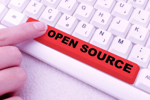 Text Sign Showing Open Source Business Concept Denoting Software Which — Foto de Stock