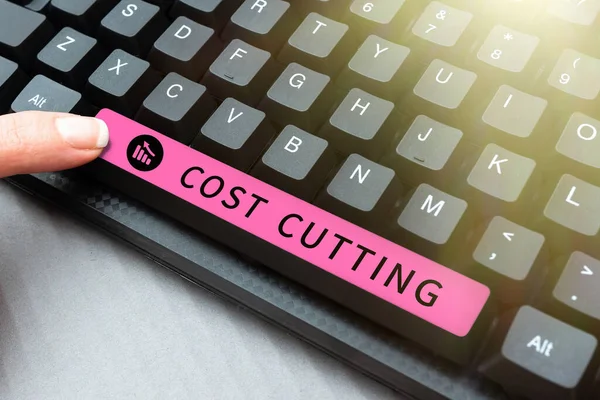 Text Caption Presenting Cost Cutting Business Idea Measures Implemented Reduced — Stockfoto