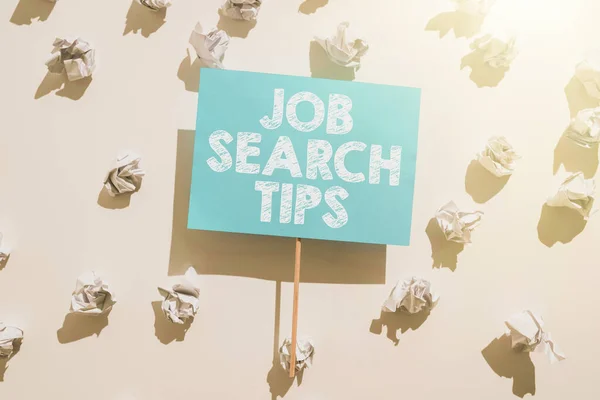 Conceptual Display Job Search Tips Word Recommendations Make Good Resume — Stockfoto