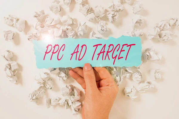 Hand Writing Sign Ppc Target Concept Meaning Pay Click Advertising — Stockfoto