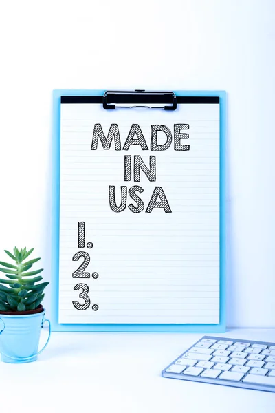 Sign Displaying Made Usa Business Concept American Brand United States — 스톡 사진