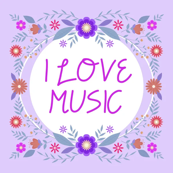 Text Sign Showing Love Music Internet Concept Having Affection Good — 스톡 사진