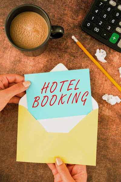 Hand Writing Sign Hotel Booking Internet Concept Online Reservations Presidential — Fotografia de Stock
