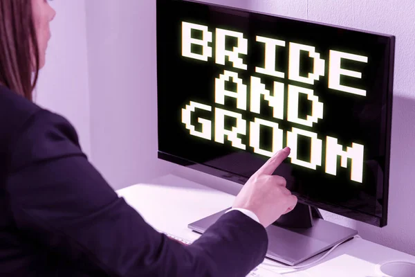 Text Caption Presenting Bride Groom Business Approach Man Who Get — 스톡 사진