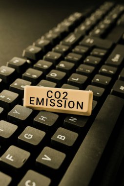 Text showing inspiration Co2 Emission, Internet Concept Releasing of greenhouse gases into the atmosphere over time -48802