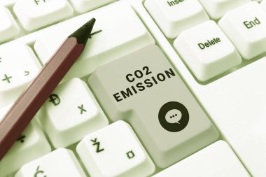 Text showing inspiration Co2 Emission, Internet Concept Releasing of greenhouse gases into the atmosphere over time -49085