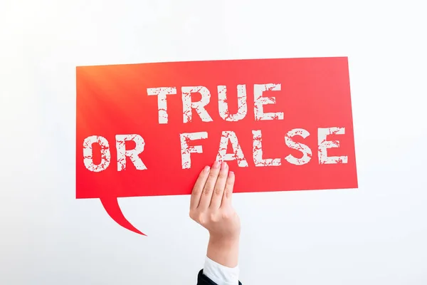 Writing Displaying Text True False Business Overview Decide Fact Telling — Stockfoto