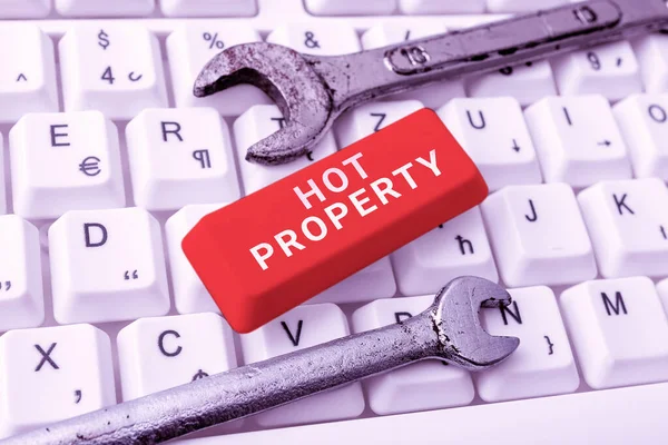 Text Sign Showing Hot Property Business Overview Something Which Sought — Stockfoto