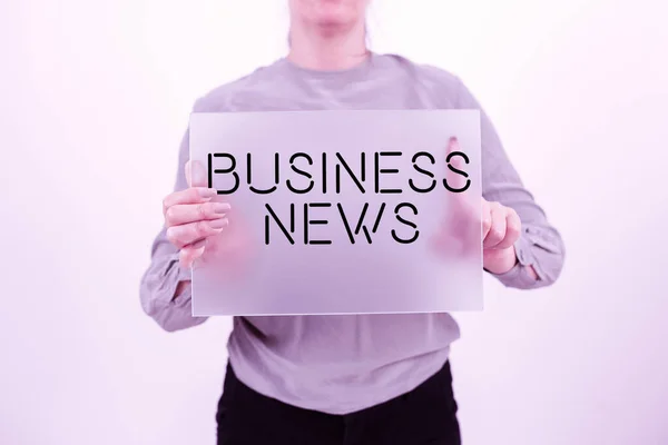 Sign Displaying Business News Business Showcase Commercial Notice Trade Report — Stockfoto