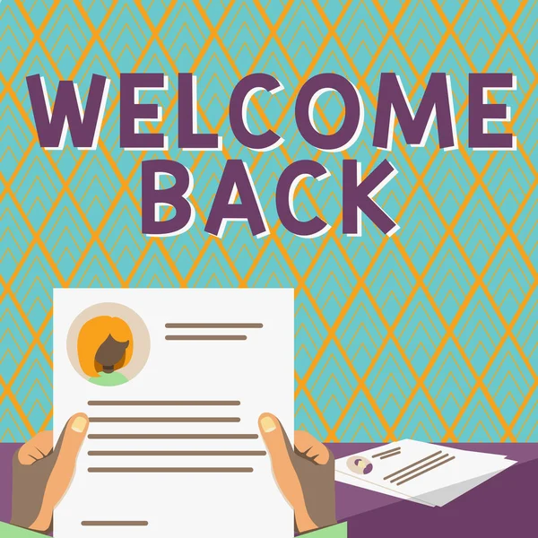 Handwriting Text Welcome Back Word Written Warm Greetings Arrived Repeat — Stockfoto