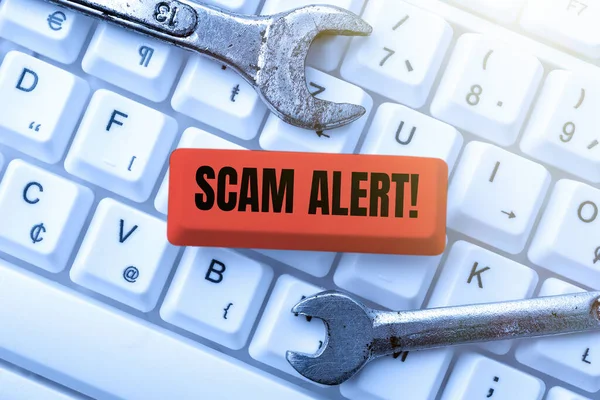 Conceptual Caption Scam Alert Business Concept Warning Someone Scheme Fraud — стоковое фото