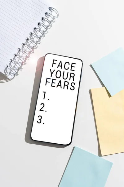 Conceptual Caption Face Your Fears Business Overview Have Courage Overcome — 스톡 사진