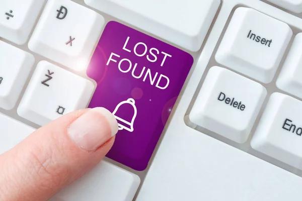Text Caption Presenting Lost Found Business Approach Things Left May — Foto de Stock