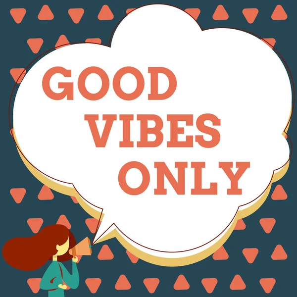 Hand Writing Sign Good Vibes Only Business Concept Just Positive — Foto Stock