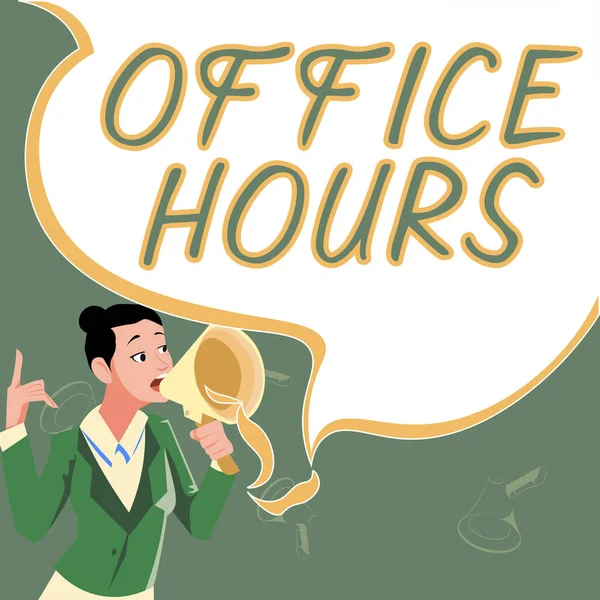 Text Caption Presenting Office Hours Word Written Hours Which Business — Foto de Stock