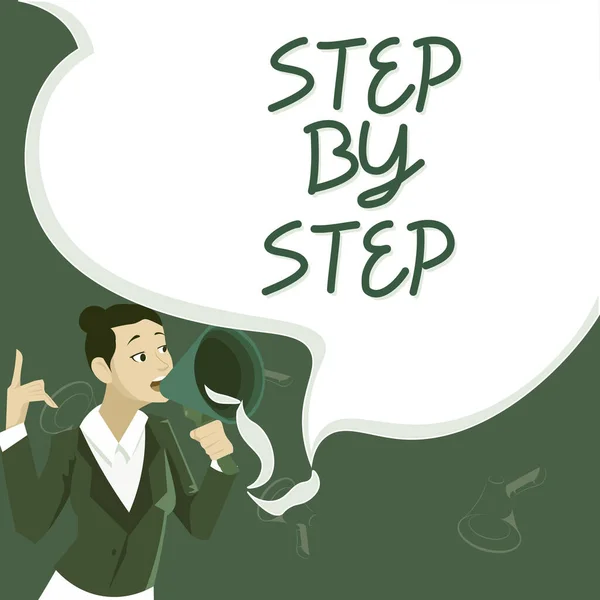 Sign Displaying Step Step Conceptual Photo Slow Progress Road Success — Stock Photo, Image