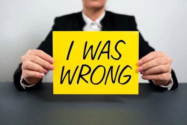 Inspiration Showing Sign Wrong Word Written Acceptance Mistake Error Giving —  Fotos de Stock