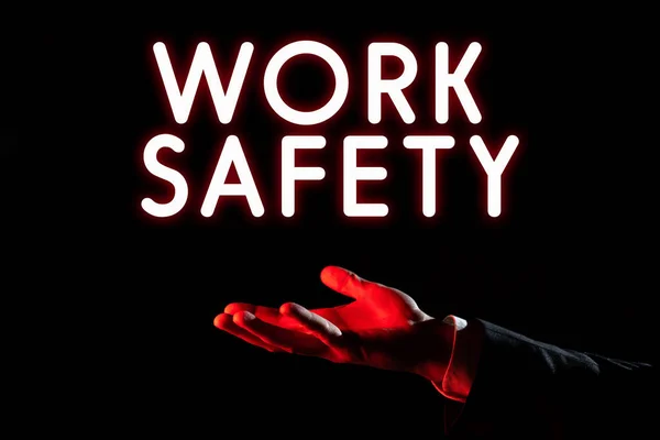 Conceptual Caption Work Safety Business Idea Policies Control Place According — Foto de Stock