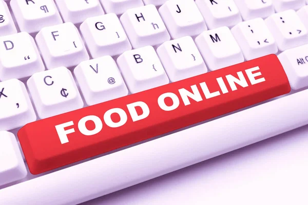 Conceptual Display Food Online Word Asking Something Eat Using Phone — 图库照片