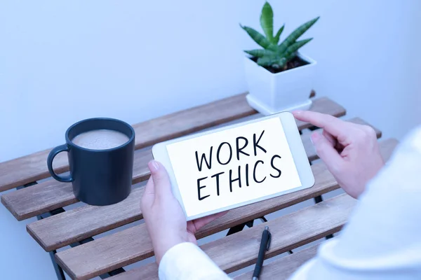 Text Showing Inspiration Work Ethics Business Concept Set Values Centered — Stock Fotó