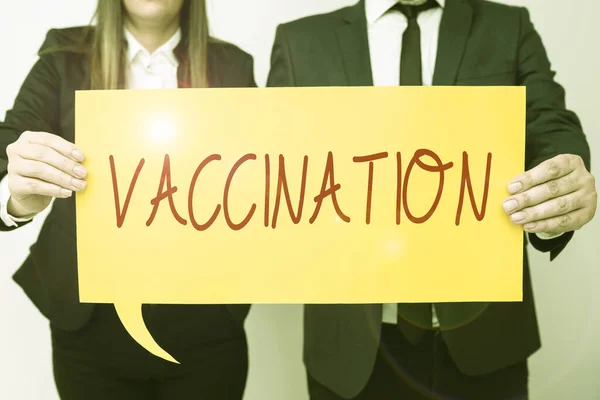 Conceptual Caption Vaccination Word Written Treatment Which Makes Body Stronger — Stock Photo, Image