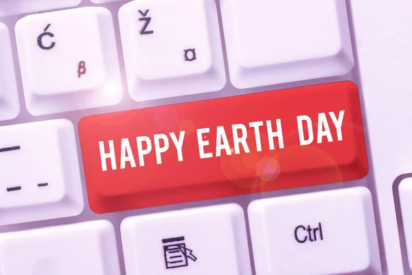Hand Writing Sign Happy Earth Day Business Approach Worldwide Celebration — стокове фото