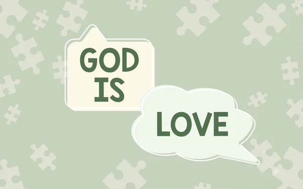 Text caption presenting God Is Love, Word for Believing in Jesus having faith religious thoughts Christianity Thought Bubbles Representing Connecting With People Through Social Media.